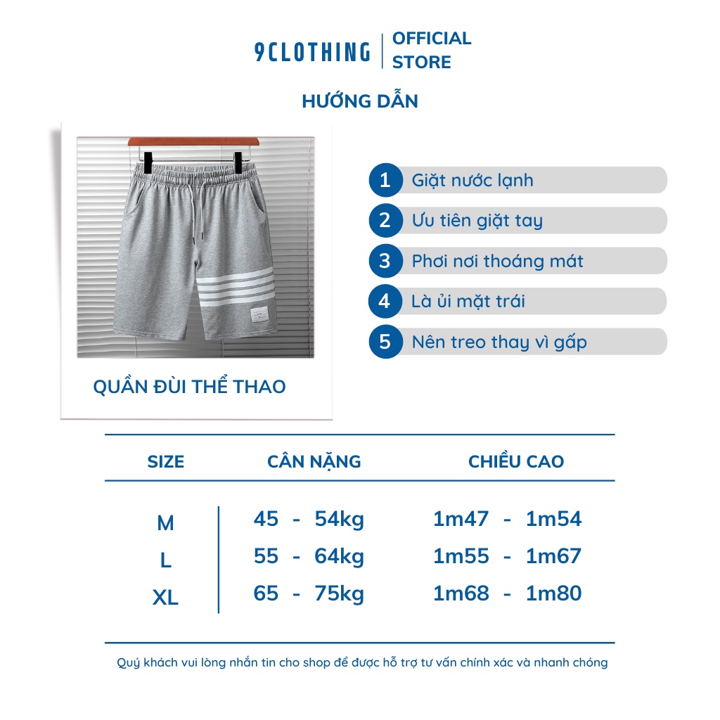 Quần đùi nam dáng thể thao Quần short nam 3 sọc chất liệu co giãn thoáng mát mùa hè hàng order nội địa 9CLOTHING