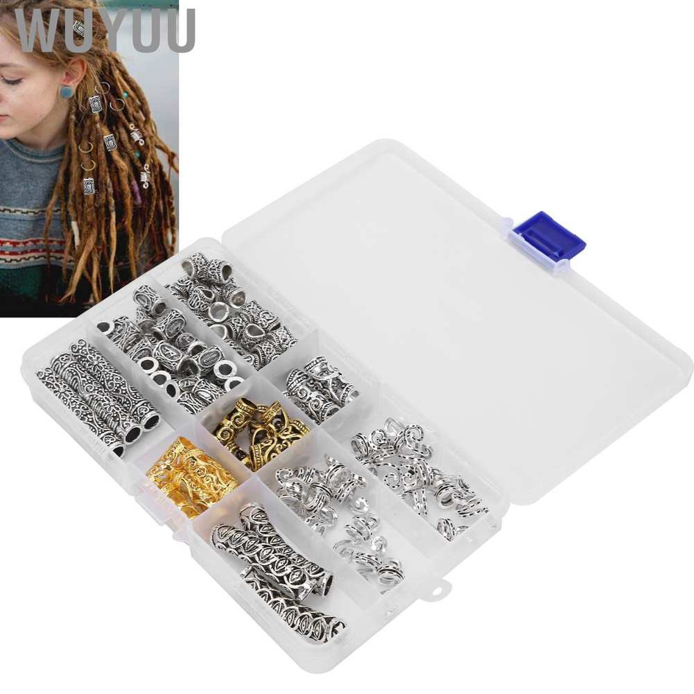 Wuyuu Vintage Hair Braid Dreadlock Beads Rings Tube Jewelry Extension DIY Decor