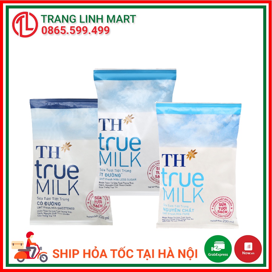 Sữa Tươi Tiệt Trùng có đường / Ít Đường / nguyên chất TH true MILK 220 ml