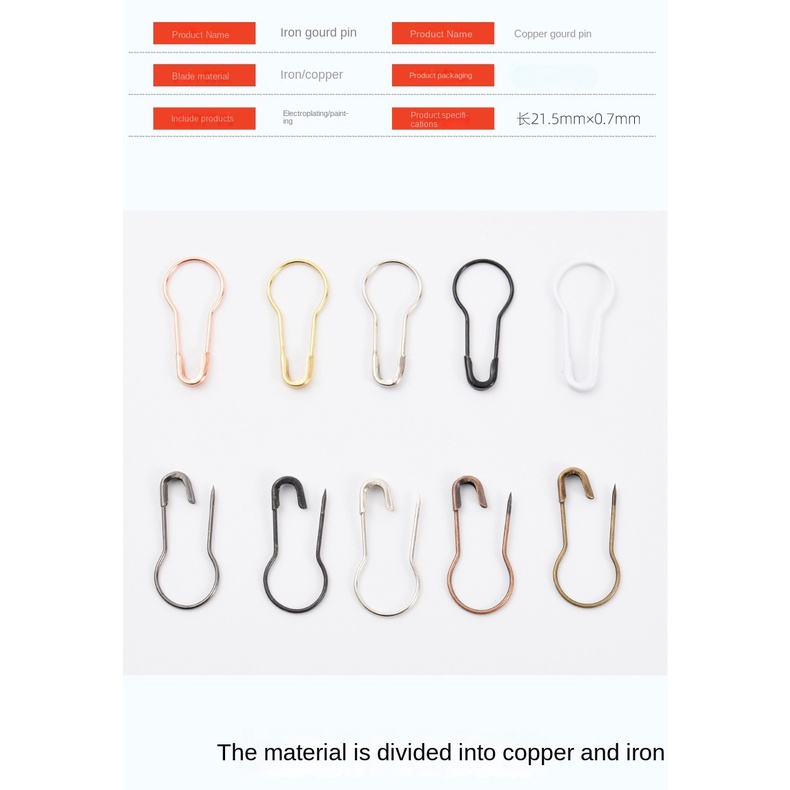 Set 30 Kẹp Giấy Hình Quả Bầu Bằng Đồng Màu Đen / Vàng / Bạc