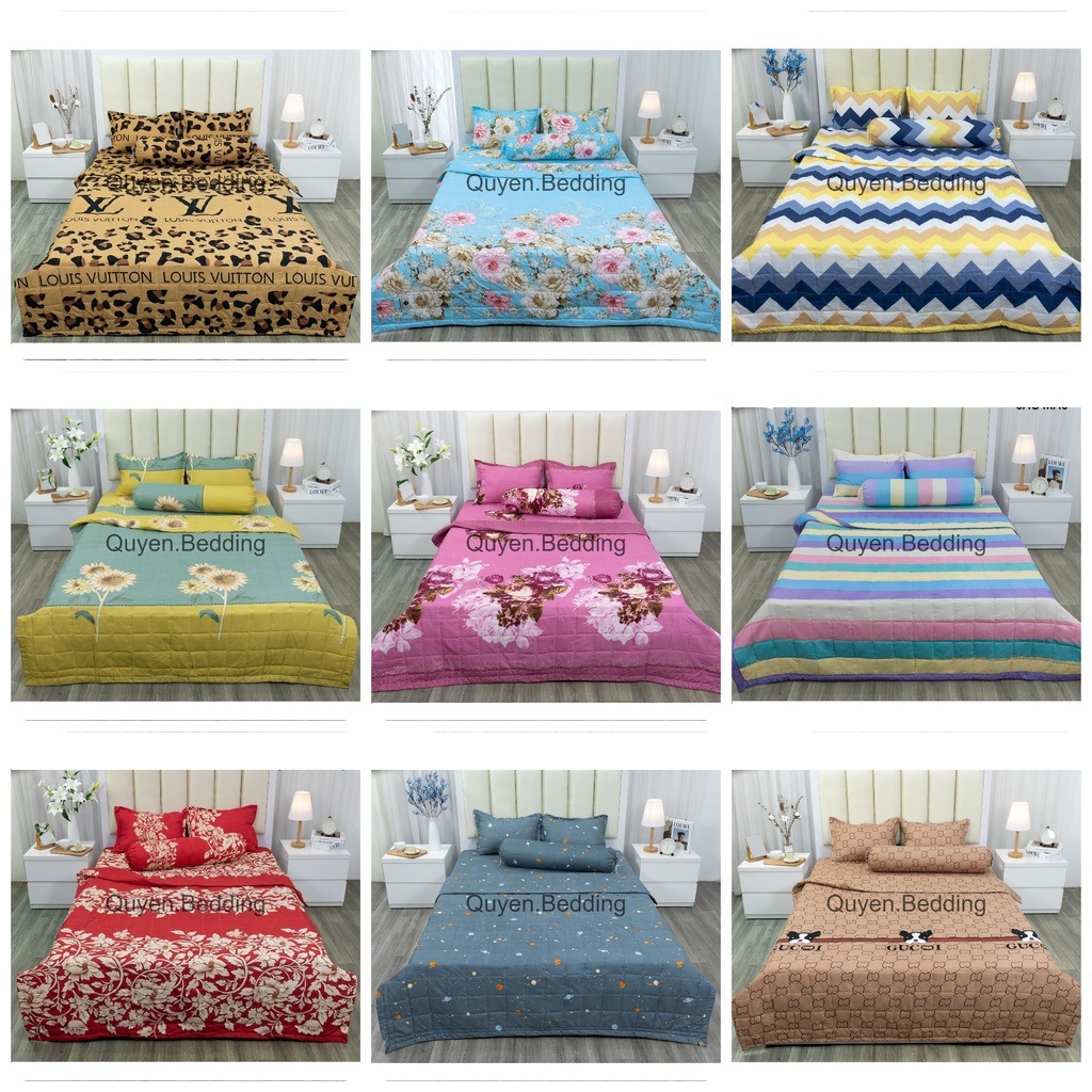 Bộ ga trải giường 3 món polly cotton ,ga trải giường mùa hè 3 món 1 ga + 2 vỏ gối nghộ nghĩnh full kích thước