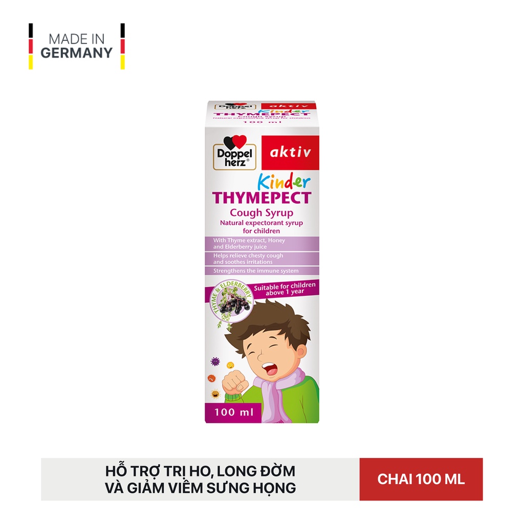 [TPCN Nhập Khẩu] Siro Ho cho bé Doppelherz Aktiv Kinder Thymepect Cough Syrup (Chai 100ml)