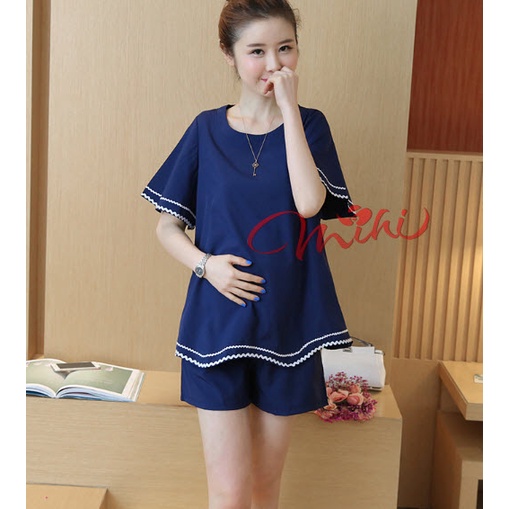 Bộ bầu lửng, đùi tay cộc chất mềm mát  - Đồ quần áo ngủ mặc nhà thời trang đẹp cao cấp cho mẹ bầu mùa hè giá rẻ Bigsize