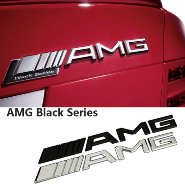 Logo chữ nổi AMG 3D hợp kim inox dán xe đuôi ô tô Kích thước 19*2cm