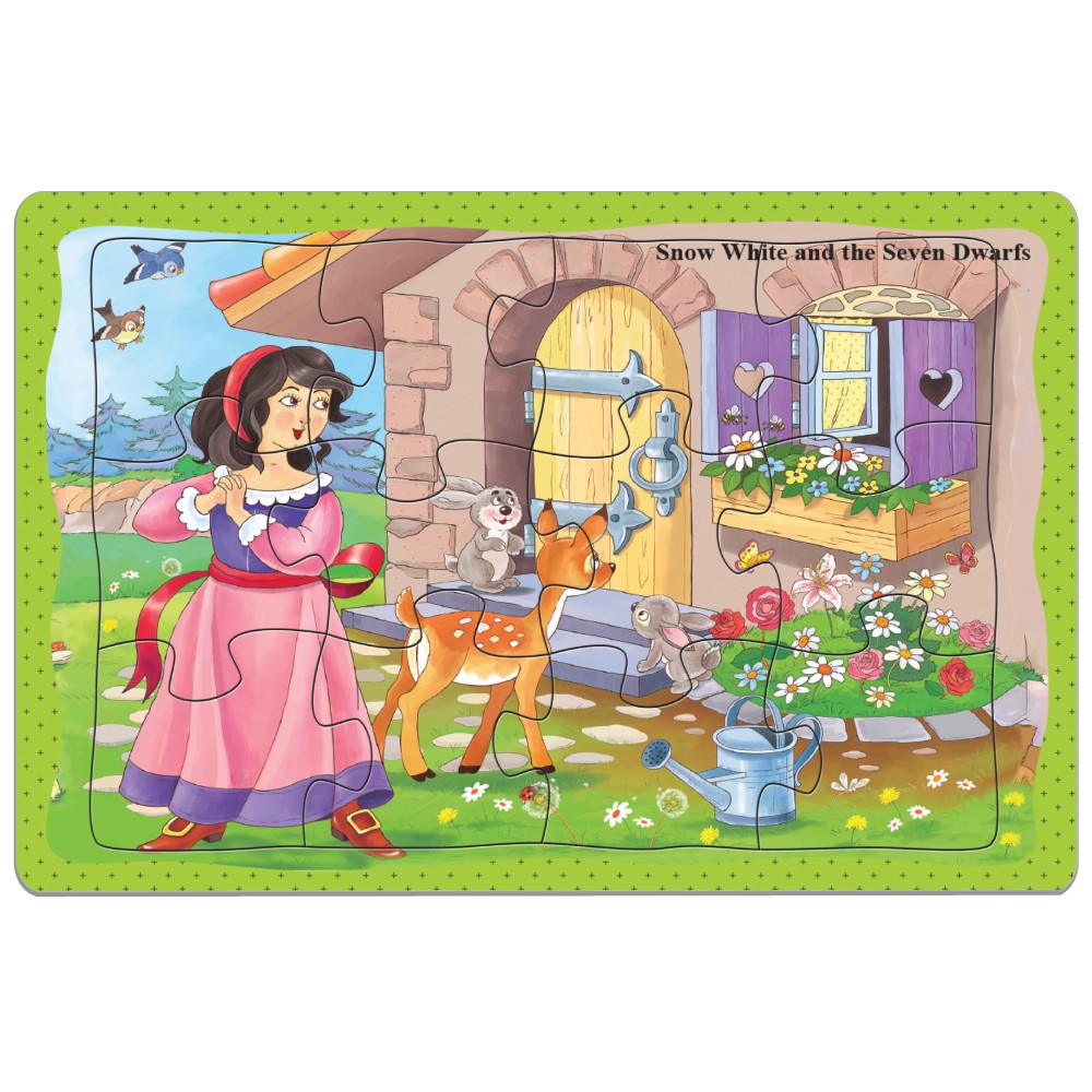 Tranh xếp hình Jigsaw Puzzle 12 mảnh Tia Sáng - BẠCH TUYẾT & BẢY CHÚ LÙN (4 TRONG 1) - MSP: A5-039