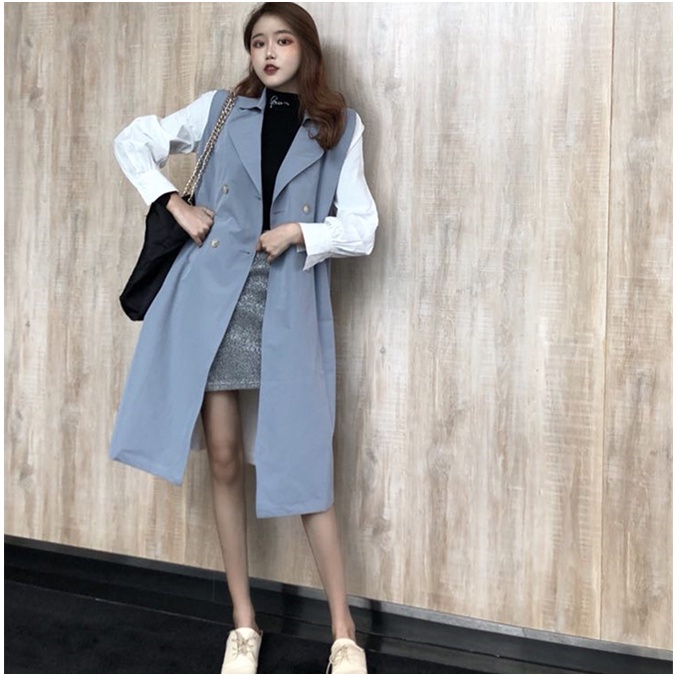 Áo khoác măng tô blazer dài