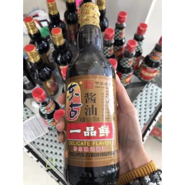 Xì dầu Nhất phẩm tiên, xì dầu càng cua, nước tương sản phẩm chữ TQ chai thuỷ tinh 500ml