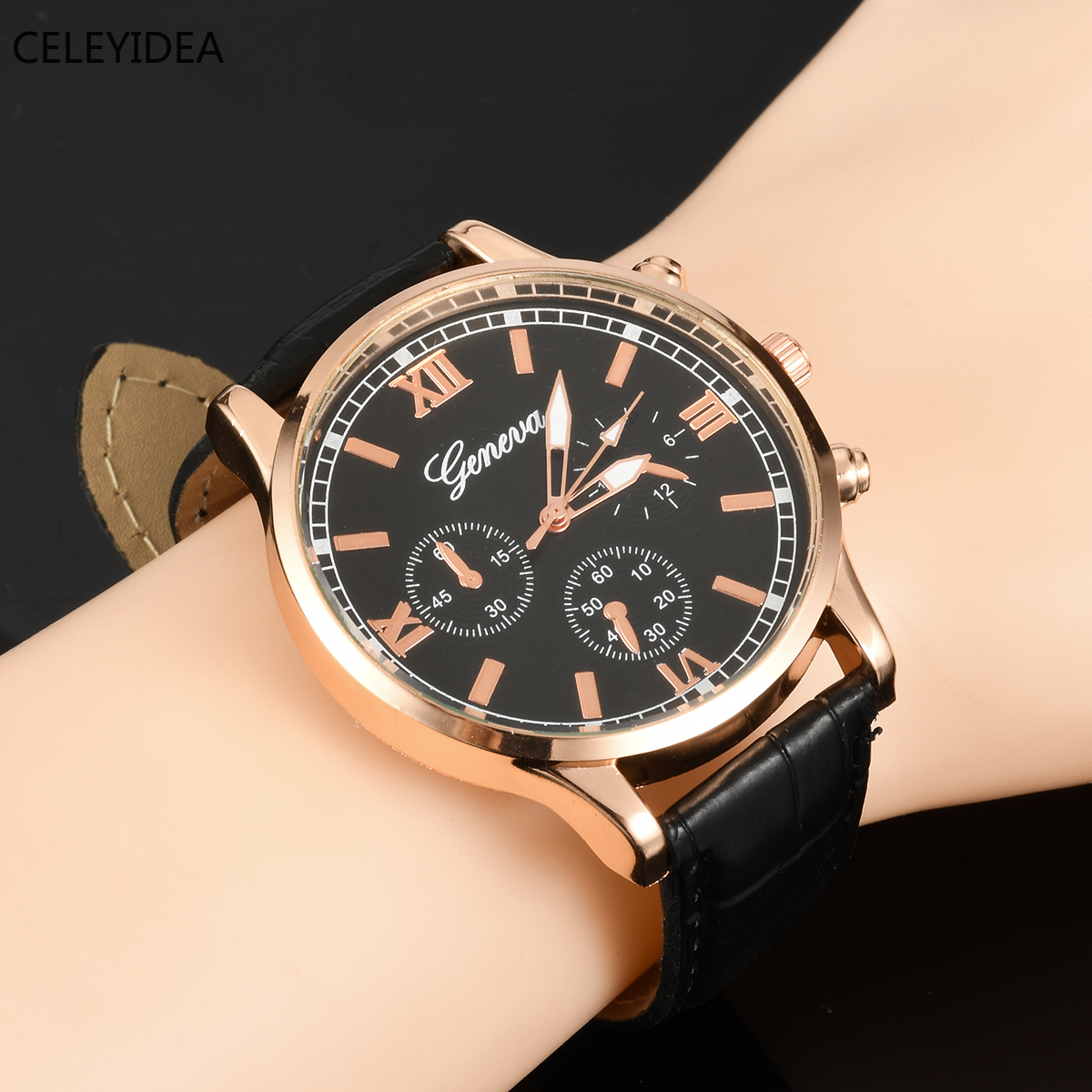 1 Đồng Hồ Analog Máy Quartz Dây Da Ydeael