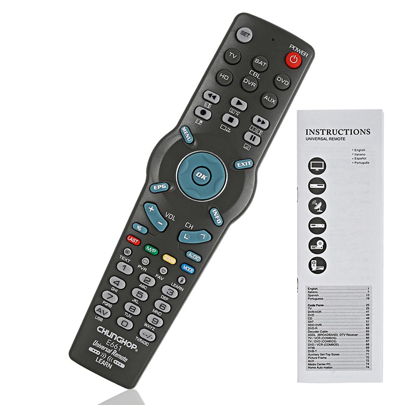 Điều Khiển Từ Xa Thông Minh Đa Năng E661 Cho Tv / Sat / Dvd / Dvr / Hd / Aux