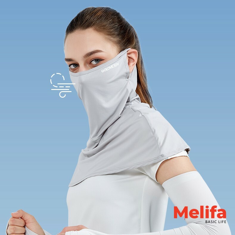 Khăn trùm mặt chống nắng, bảo vệ mặt và cổ vai chống tia UV UPF50+ chất cotton lụa mã K0161 | BigBuy360 - bigbuy360.vn
