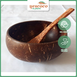 Bát Gáo Dừa và Thìa Gỗ Tự nhiên YESCOCO XƯỞNG SX