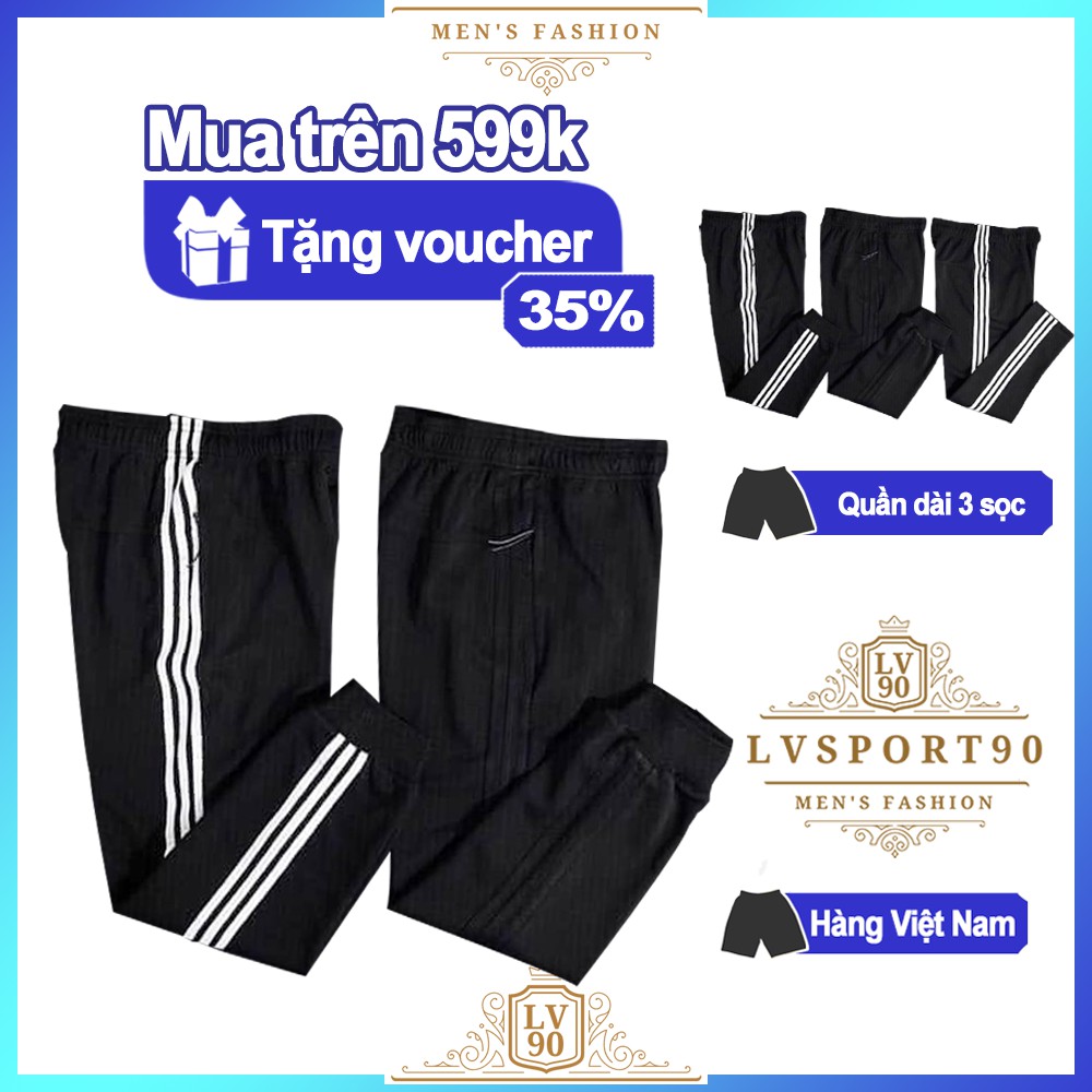 Quần thể thao 💎SALE💎 quần dài 3 sọc cao cấp chất liệu poly mềm thoáng khí mặc chạy bộ chơi thể thao tập gym LVsport90 | BigBuy360 - bigbuy360.vn