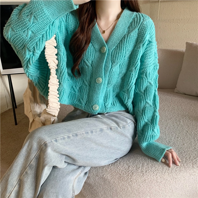 Áo khoác cardigan dệt kim SUXI dáng rộng phong cách cổ điển dễ phối đồ cho nữ