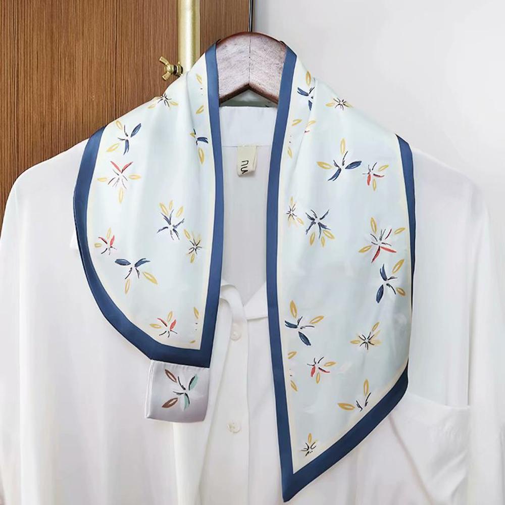 Vanes1 Khăn Choàng Lụa Satin In Hoa Đa Màu Sắc Phong Cách Hàn Quốc