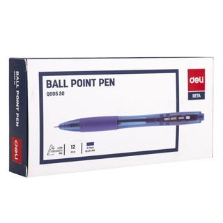 [Mua 10 tặng 1] Bút bi bấm 0.7mm DELI, Xanh dương - 12 cây/hộp EQ00530/EQ00730