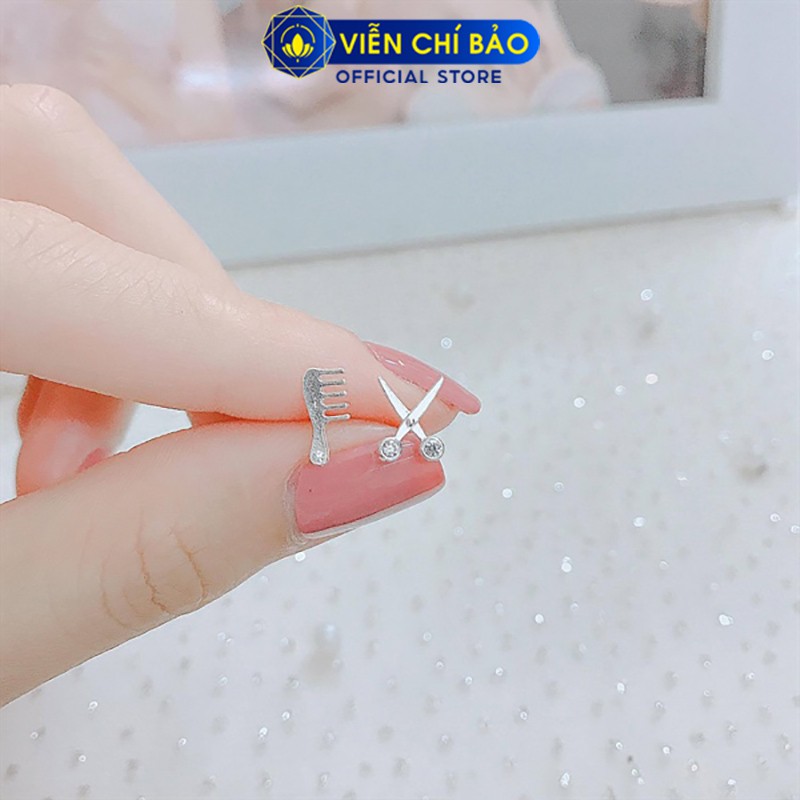 Bông tai bạc nữ Comb Kéo và lược chất liệu bạc 925 thời trang phụ kiện trang sức nữ Viễn Chí Bảo B400329