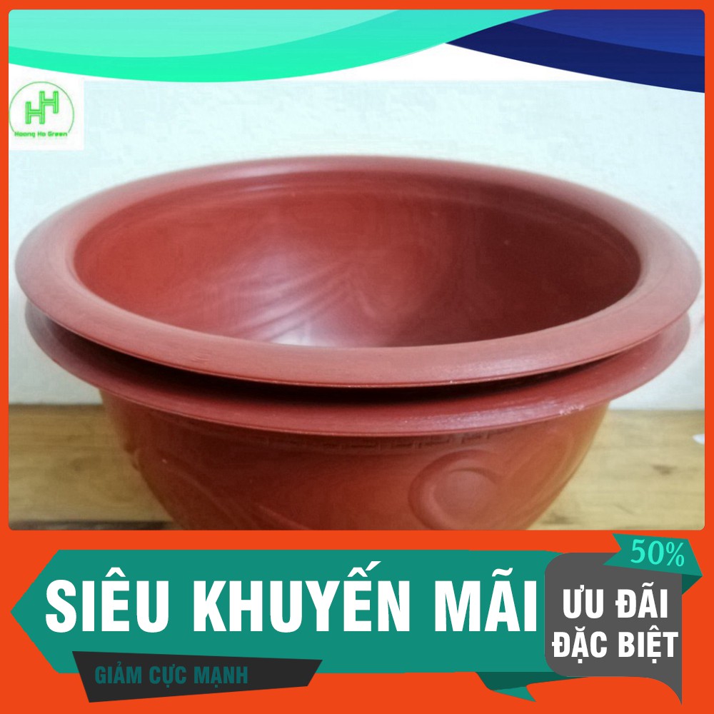 (Siêu Khuyến Mãi) 2 Châu Nhựa Trồng Cây Bình Thuận Plastics Hình Tròn PLT280 Màu Đỏ Kích Thước 280x150