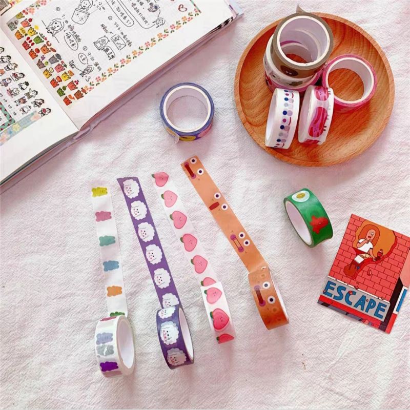 Cuộn Băng Keo, Washi Tape Dán Trang Trí Sổ Tay, Trang Trí Kệ Nhựa Họa Tiết Dễ Thương BiTi BK023