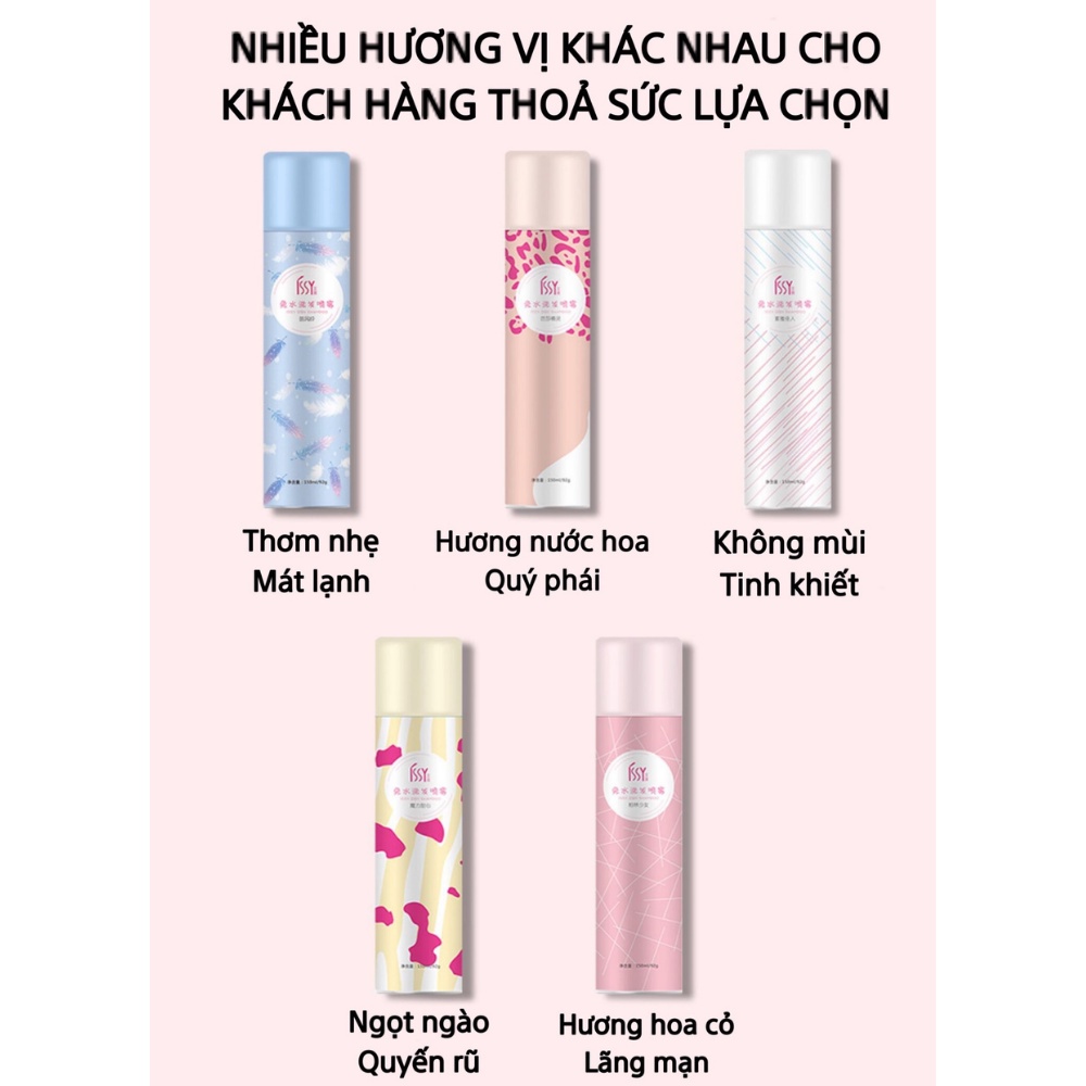 Xịt gội khô ISSY cho tóc bết dầu, tạo cho tóc bồng bềnh 150ml hàng nội địa trung