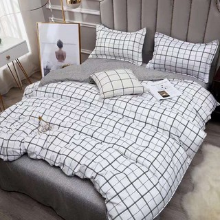 Bộ Dra Giường Vỏ Chăn 5 Món (Hình Thật) Chọn Kiểu Phối Kẻ Cực Sang M2*2M-M4*2M- M6*2M-M8*2M
