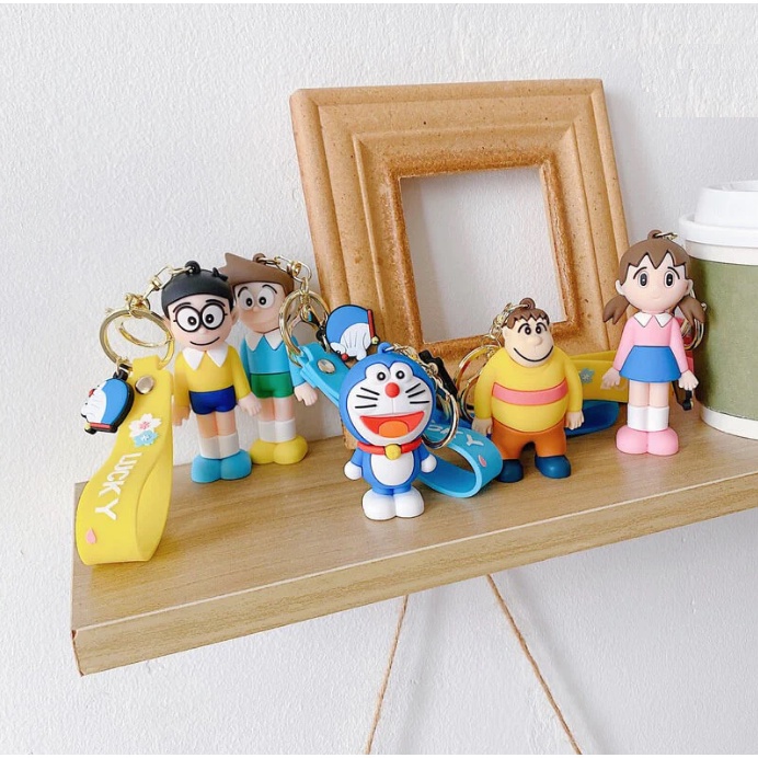 Móc Treo Chìa Khoá Silicone 3D Cao Cấp Doremon Nobita Xuka Xeko Chaien Siêu Xịn Xò (4 Chi Tiết / 5 Chi Tiết)
