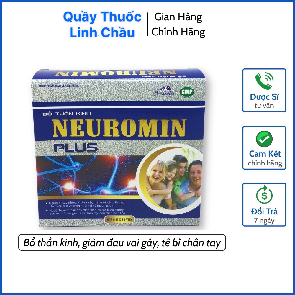 Viên Bổ Thần Kinh Neuromin PLus - Cải Thiện Chứng Suy Nhược Thần Kinh, Giảm Đau Vai Gáy, Tê Bì Chân 