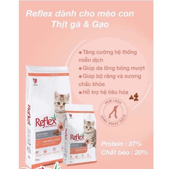 Hạt cho mèo lớn REFLEX ADULT Chicken & Rice 15KG