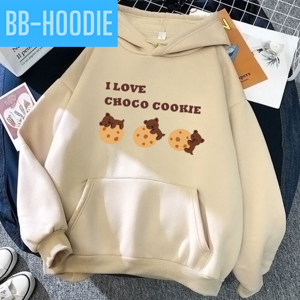 Áo Khoác Hoodie Nỉ Unisex I Love Choco Cookie Form Rộng Nam Nữ Đủ Size Nhiều Màu