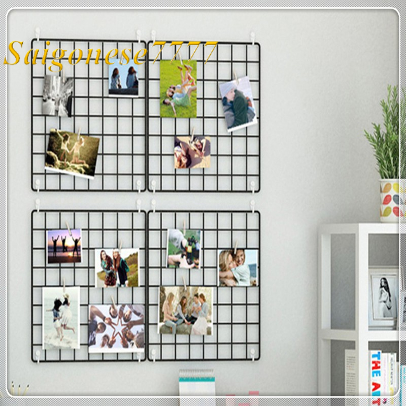 Combo Khung Hình Lưới Sắt+ Đèn Led Xài Pin Dài 3M 20 Bóng Đèn Ngôi Sao Kẹp Hình Nghệ Thuật Trang Trí Decor