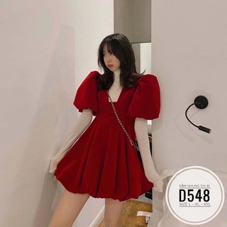 Bigsize Đầm nhung tay bí D548