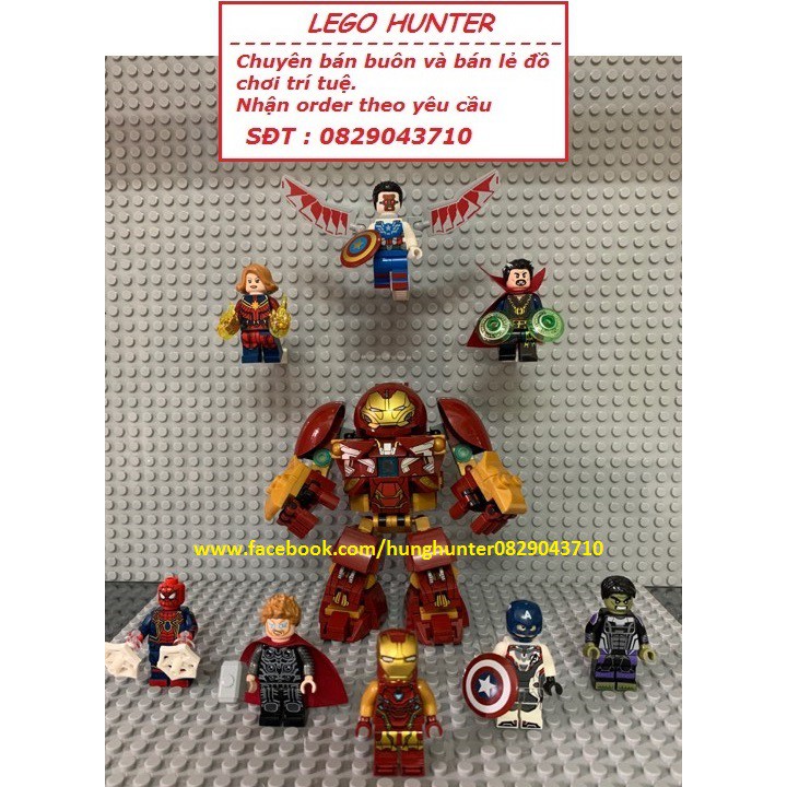 Marvel Minifigures Superheroes Biệt đội siêu anh hùng Ironman Thor Captain America Spiderman Hulk Falcon Stranges