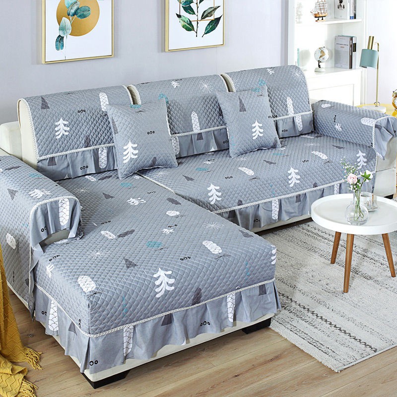 Vỏ Bọc Đệm Ghế Sofa Vải Cotton Màu Trơn Chống Trượt Phong Cách Châu Âu Đơn Giản