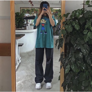 Quần Jeans Đen Rách Gối Cá Tính