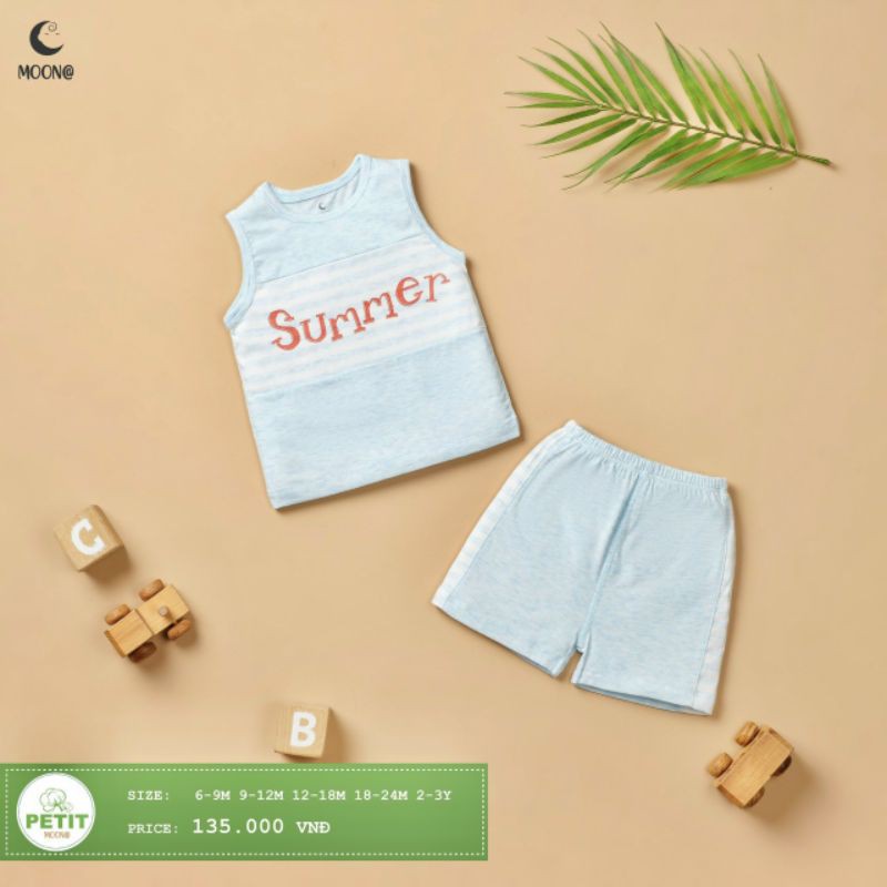 Moon -  XẢ KHO Bộ ba lỗ Moon vải petit cho bé 6-17kg