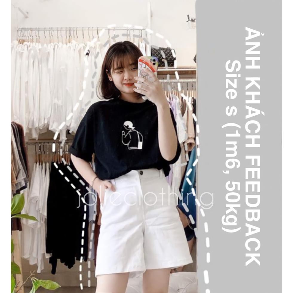 Quần Short Kaki Lửng Ulzzang Quần đùi denim ngố Ống rộng cạp cao trắng đen kem Dáng Hàn Quốc (có bigsize) ་