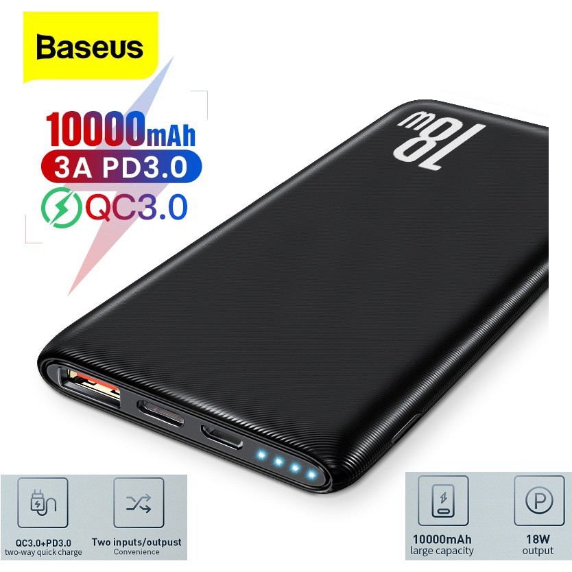 PIN SẠC DỰ PHÒNG BASEUS BIPOW N1PD 10.000MAH SẠC NHANH PD 3.0 VÀ Q.C 3.0 CHÍNH HÃNG HÀNG CHUẨN