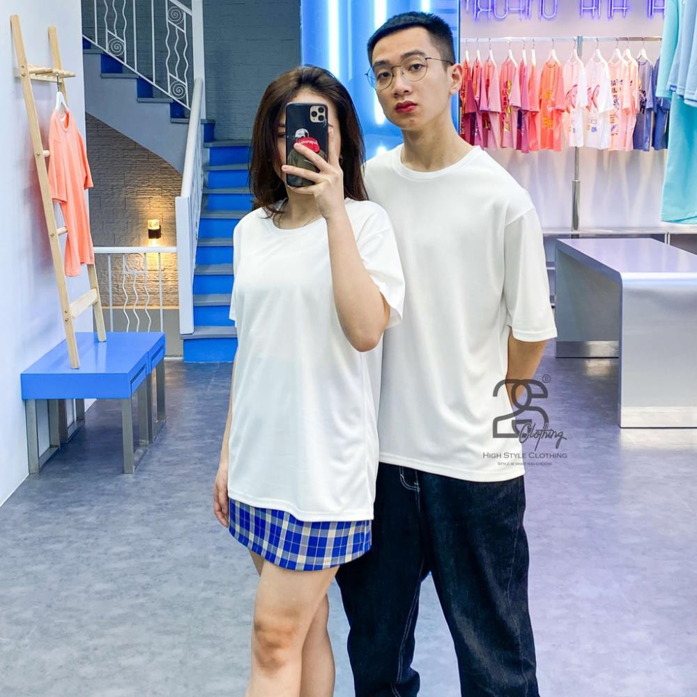 Áo Thun Tay Lỡ Unisex Form Rộng Basic Nam Nữ Đẹp Trơn Cổ Tròn Màu Trắng Telex Oversize  ྇