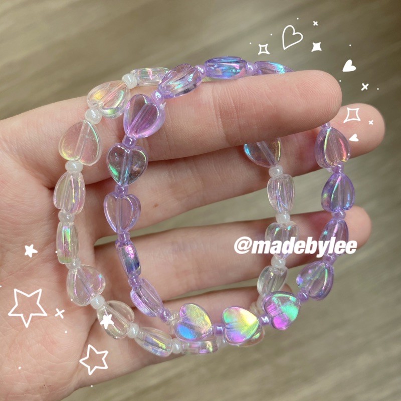Vòng tay hạt cườm trái tim bling vòng tay xỏ hạt nhiều màu handmade MADEBYLEE