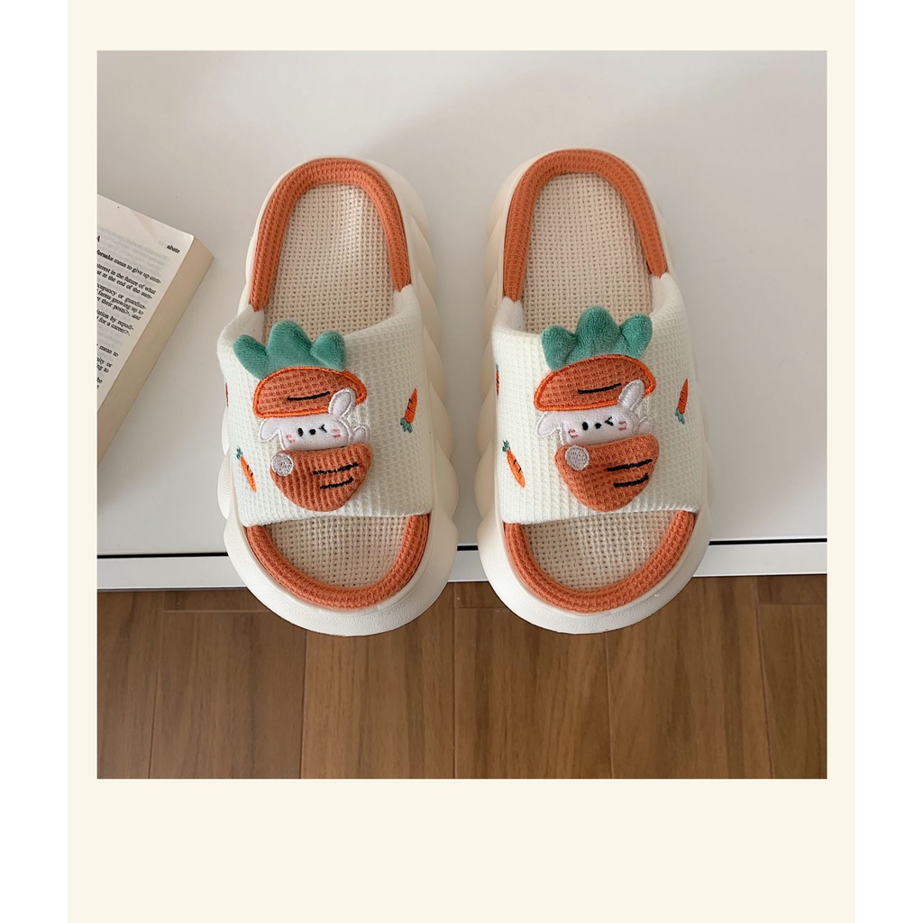 Dép Cà Rốt, Ếch Xanh quai ngang thời trang ulzzang họa tiết cute đi lên chân siêu êm tăng chiều cao Hottrend 2023 TH-49