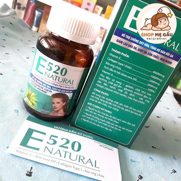 Viên uống Vitamin E 520 Natural hỗ trợ chống Oxy hóa, làm đẹp da hộp 30 viên | Thế Giới Skin Care