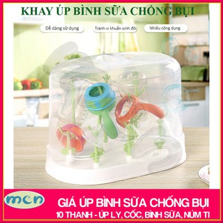 Kệ úp bình sữa cho bé / khay úp bình sữa có nắp - nhựa PP cao cấp, không độc hại