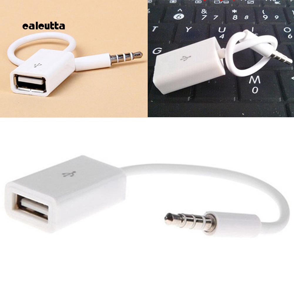 CAL_20cm USB Female to 3.5mm Male Audio Jack Car AUX Adapter Cable Converter Cord