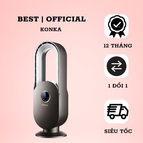 Quạt Không Cánh KONKA - 3 Tốc Độ Gió Hẹn Giờ Thông Minh -Điều Khiển Từ Xa Kiêm Màn Hình LED Hiển Thị