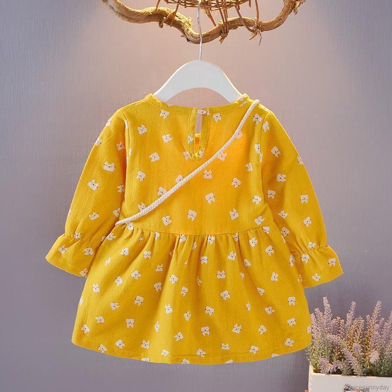 Đầm Hoa Tay Dài Xinh Xắn Dành Cho Bé Gái