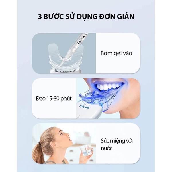 Bộ KIT tẩy trắng răng tại nhà FAIRYWILL FW-101 thành phần an toàn thích hợp mọi loại răng không đều Hàng Chính Hãng