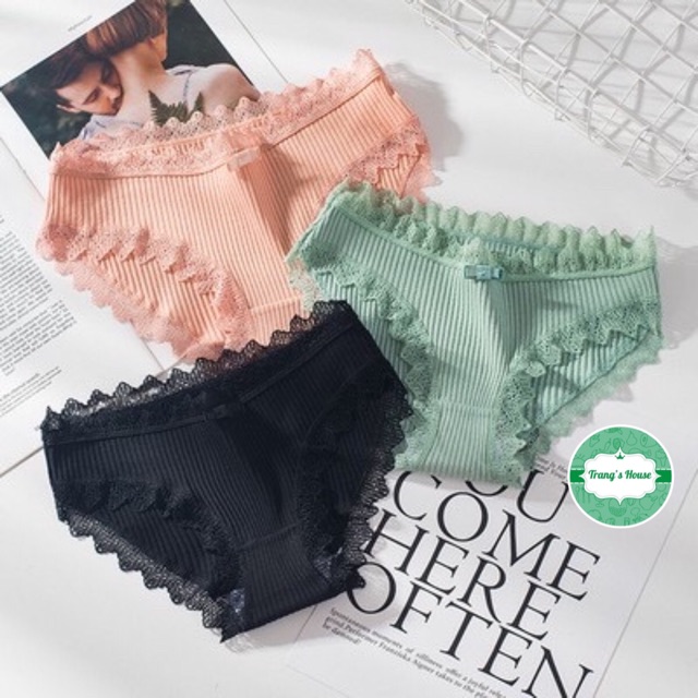 Quần Lót Nữ Cotton Sexy Ren Cao Cấp Đính nơ - Quần Chip Nữ đẹp kháng khuẩn mềm mịn nâng mông dễ thương M01 | BigBuy360 - bigbuy360.vn