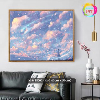 Tranh Tô Màu Theo Số - Tranh Sơn Dầu Số Hóa Hot Trend - Bầu Trời Sao
