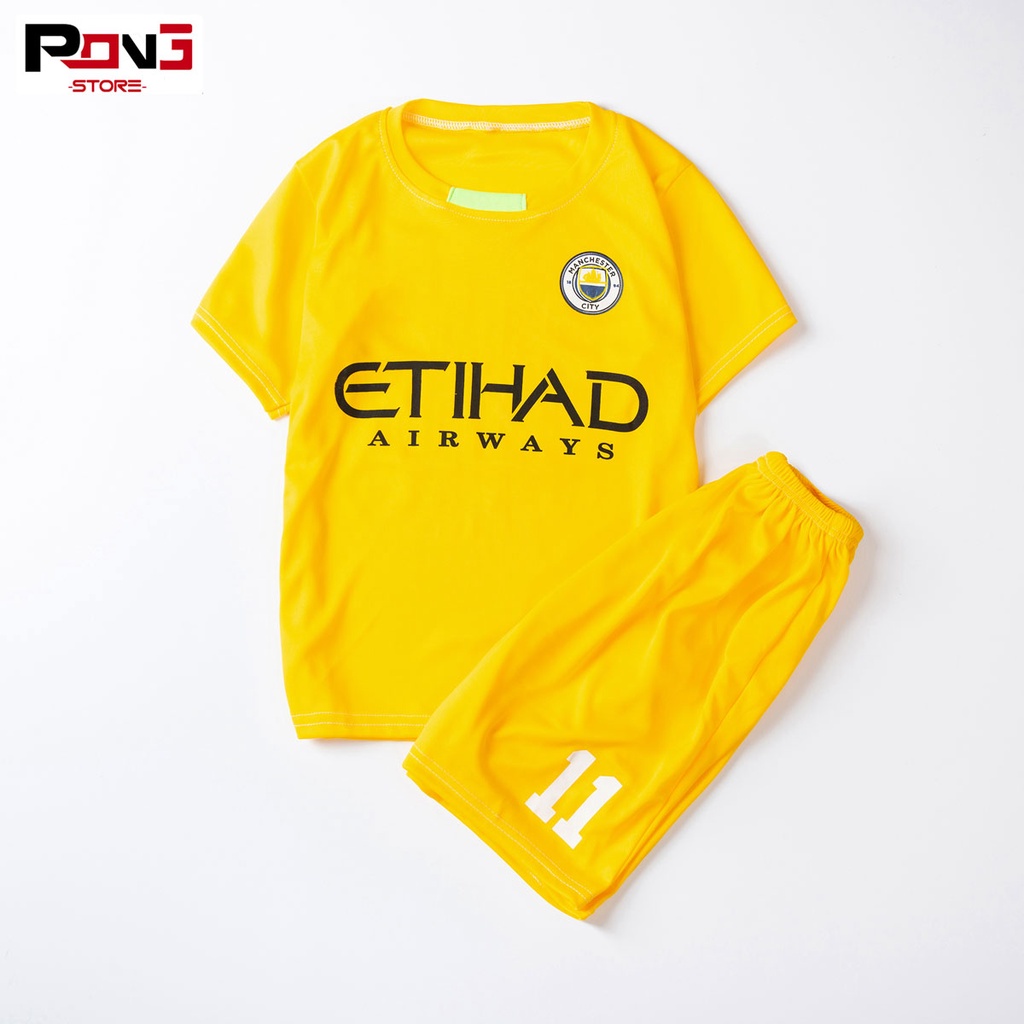 Bộ quần áo bóng đá trẻ em nam,nữ CLB Manchester City  chất thun lạnh  cho các bé từ 2 đến 15 tuổi của Pong__store