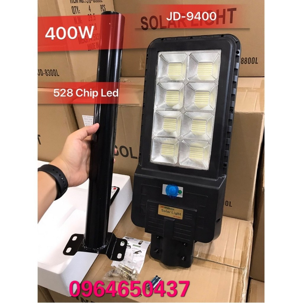 Đèn Năng Lượng Mặt Trời Jindian JD 300w,400w,500w. Đèn Đường Liền Thể. Sáng Mạnh, Sáng Nguyên Đêm (Hàng Chính Hãng)