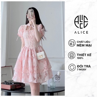 Váy Tiểu Thư Sang Chảnh 2 Tầng Dáng Xòe ALICE Chất Tơ Organza Cao cấp Lót Lụa, Thiết Kế Cổ Tàu Nhún Ngực Độc Đáo V845